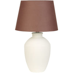 Beliani - Lampada da tavolo in ceramica bianca con paralume in lino e base minimalista Arcos
