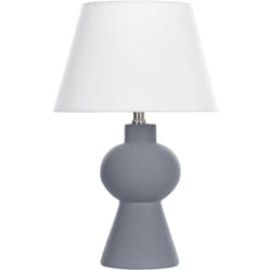 Beliani - Lampada da tavolo in ceramica grigio con paralume a tamburo in lino Fabilos
