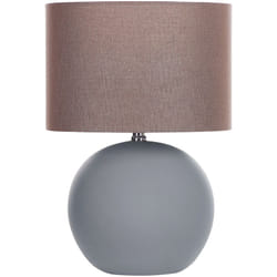 Beliani - Lampada da tavolo in ceramica grigia con paralume a tamburo in lino e base rotonda Areoso