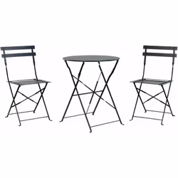 Set da balcone per due persone. Questo versatile set bistro da esterno in acciaio, comprende due comode sedie e un pratico ta ...