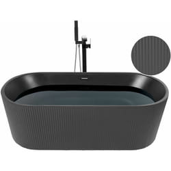 Beliani - Vasca moderna freestanding ovale 170 x 80 cm Acrilico finitura scanalata Bagno Nero opaco Gocta