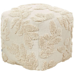 Pouf poggiapiedi quadrato con imbottitura in eps Rivestimento in cotone con motivo floreale Beige Multan