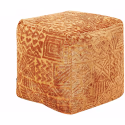 Ottomana quadrata da salotto. Caratterizzato da un'ipnotica trama geometrica, questo pouf aggiunge profondità e raffinatezza ...