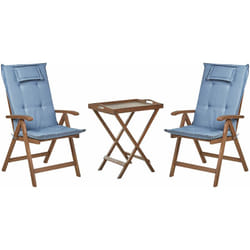 Set da balcone con 2 sedie da giardino regolabili in legno di acacia e cuscini blu Amantea
