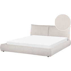 Letto matrimoniale imbottito in velluto a coste beige 180 x 200 cm Vinay