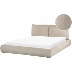 Letto matrimoniale velluto a coste tortora 160x200 cm Vinay