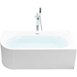 Vasca moderna angolare sinistra 170 x 80 cm Acrilico finitura scanalata Bagno Bianco oopaco Gocta
