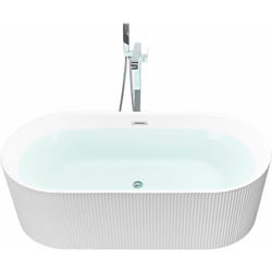 Beliani - Vasca moderna freestanding ovale 170 x 80 cm Acrilico finitura scanalata Bagno Bianco opaco Gocta