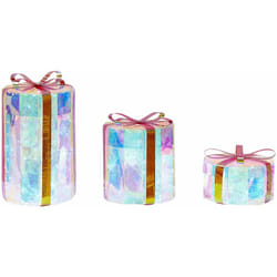 Beliani - Set di 3 accessori per decorazioni natalizie a led per interni e per esterni Regali Luci led Illuminazione Metallo Multicolore Grimsey