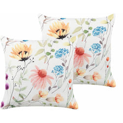 Set di 2 cuscini da giardino per esterni tessuto di poliestere multicolare con motivo floreale 45 x 45 cm Monesi