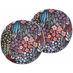 Set di 2 cuscini da giardino per esterni cuscini decorativi rotondi con stampa floreale ⌀ 40 cm Multicolore Castelaro