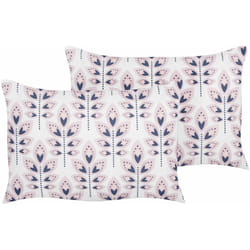 Set di 2 cuscini da giardino per esterni Copricuscini con motivo a foglie 40x60 cm Poliestere Beige Torretta