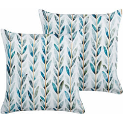 Set di 2 cuscini da giardino per esterni con motivo a foglie 45 x 45 cm in poliestere bianco e verde Loano
