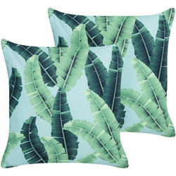 Set di 2 cuscini da giardino per esterni copri cuscini da lancio Motivo a foglie 45 x45 cm Poliestere Verde Boissano