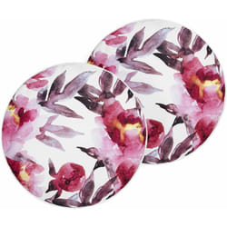 Set di 2 cuscini da giardino per esterni 40 cm rotondi in poliestere con motivo floreale bianco e rosa Lanrosso