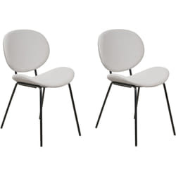 Set di 2 sedie in velluto grigio chiaro con gambe nere e senza braccioli Luana