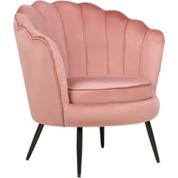 Beliani - Poltrona in Velluto Rosa Imbottito con Gambe in Metallo Retrò Lovikka