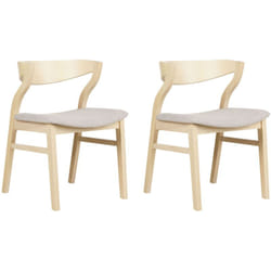 Set di 2 sedie da pranzo retrò imbottite legno chiaro e beige Maroa