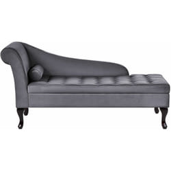 Beliani - Chaise Longue in Velluto Grigio Scuro con Box Contenitore Gambe Nere Versione Sinistra Pessac