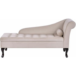 Beliani - Chaise Longue in Velluto Beige con Box Contenitore Gambe Nere Versione Destra Pessac