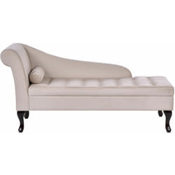 Beliani - Chaise Longue in Velluto Beige con Box Contenitore Gambe Nere Versione Sinistra Pessac