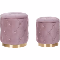 Set di pouf trapuntati retro. Aggiungi un tocco retrò in casa con questo set di 2 pouf contenitore. Il design unico nel suo g ...