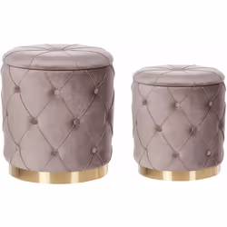 Set di pouf trapuntati retro. Aggiungi un tocco retrò in casa con questo set di 2 pouf contenitore. Il design unico nel suo g ...