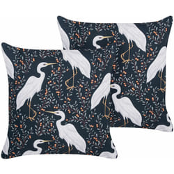 Beliani - Set di 2 cuscini da giardino in tessuto di poliestere nero motivo uccelli 45 x 45 cm Pianazzo