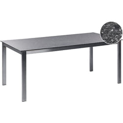 Tavolo da pranzo da giardino a 6 posti 180 x 90 cm Piano in vetro temperato nero Struttura in acciaio inox Cosoleto