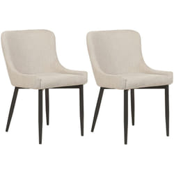 Set di 2 sedie da pranzo in tessuto beige chiaro con eleganti gambe in ferro nero Everly