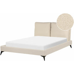 Letto imbottito moderno in bouclè beige 140 x 200 cm con rete a doghe Melle
