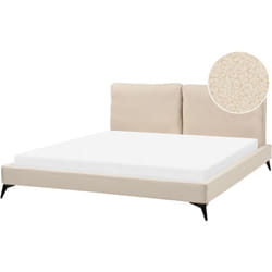 Letto imbottito moderno in bouclè beige 180 x 200 cm con rete a doghe Melle
