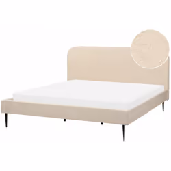 Moderno letto una piazza e mezza rivestito in tessuto bouclè. Porta l'eleganza in camera da letto con questo letto con rete a ...