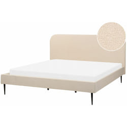 Letto matrimoniale bouclè beige piedi oro minimalista 180 x 200 cm Flayat