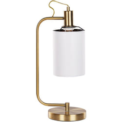 Beliani - Lampada da tavolo moderna bianca con paralume in lino e base in metallo ramato Liberia