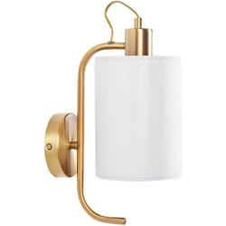 Lampada da parete moderna in metallo ramato e paralume in lino bianco Liberia