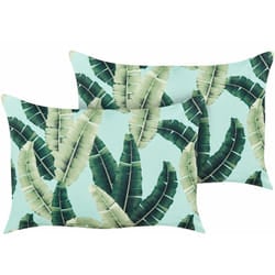 Set di 2 cuscini da giardino per esterni copri cuscini decorativi Motivo a foglie 40 x 60 cm Poliestere Verde Boissano