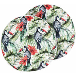 Beliani - Set di 2 cuscini da giardino per esterni cuscini decorativi rotondi con stampa floreale e tucano ⌀ 40 cm Multicolore Castelaro