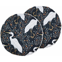Set di 2 cuscini da giardino in tessuto di poliestere nero motivo uccelli ⌀ 40 cm Pianazzo