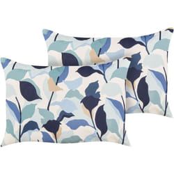 Set di 2 cuscini da giardino per esterni in poliestere con motivo a foglie blu 40 x 60 cm Veglino