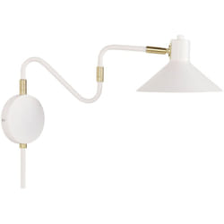 Beliani - Lampada da parete con paralume in metallo bianco regolabile a braccio lungo Baliem
