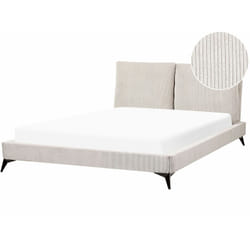 Beliani - Letto imbottito moderno in velluto a coste beige 160 x 200 cm Melle