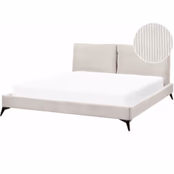 Elegante letto grande in velluto a coste. Porta l'eleganza in camera da letto con questo letto con rete a doghe dal design cl ...