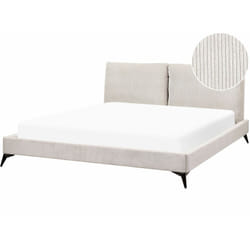 Beliani - Letto imbottito moderno in velluto a coste beige 180 x 200 cm Melle