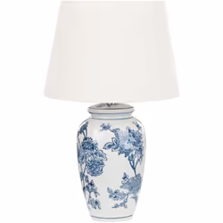 Lampada in porcellana con motivo elegante. Illumina i tuoi ambienti con questa affascinante lampada da tavolo, impreziosita d ...