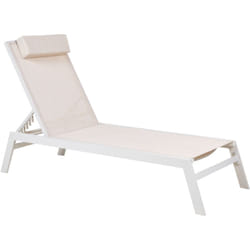 Lettino Prendisole Beige Cuscino Poggiatesta Telaio Alluminio Bianco Catania
