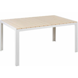 Tavolo da Giardino in Alluminio Beige e Bianco a 6 Posti Stile Moderno Como