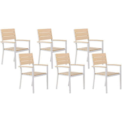Beliani - Set di 6 Sedie da Giardino beige e Alluminio Arredo da Esterno como