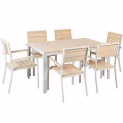 Set da esterno in alluminio scuro e legno sintetico. Realizzato a partire da materiali resistenti, questo splendido set da pr ...