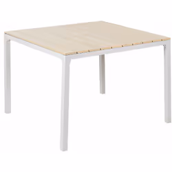 Tavolo da esterno in materiale in legno plastico e alluminio. Questo tavolo da pranzo da giardino è l'opzione perfetta per ar ...
